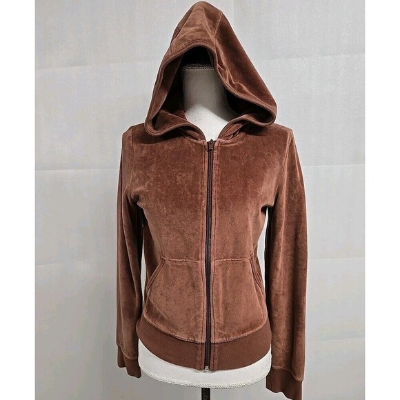ARITZIA Sunday Best Nicolette Zip-Up Cognac Brown Textural Velour Women’s Size M - Picture 3 of 13